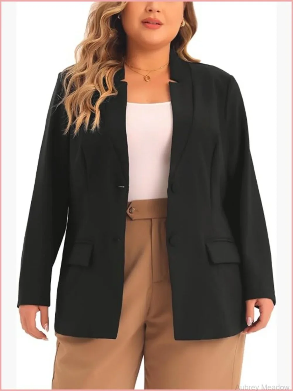 Plus Size Business Blazer Notch Collar Single Button Long Sleeve Office Work